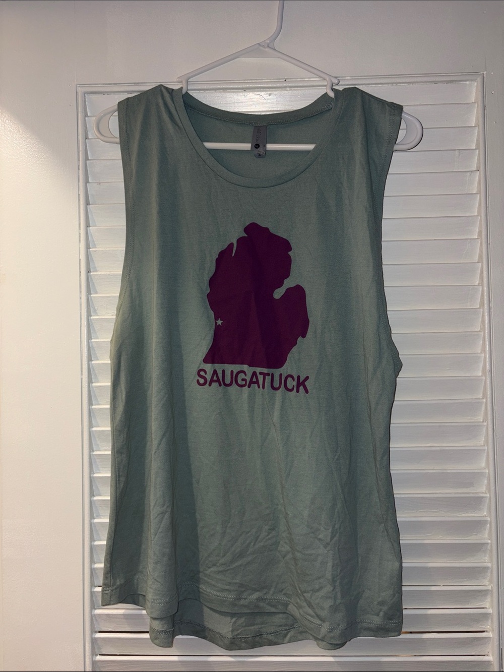 Trendy Brand New Next Level Apparel Tank with Maroon Michigan Saugatuck Graphic🔥